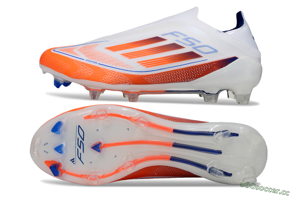 Men's Adidas F50 Elite Laceless FG Firm Ground Low-Tops Football Boots - White/Red/Blue 1
