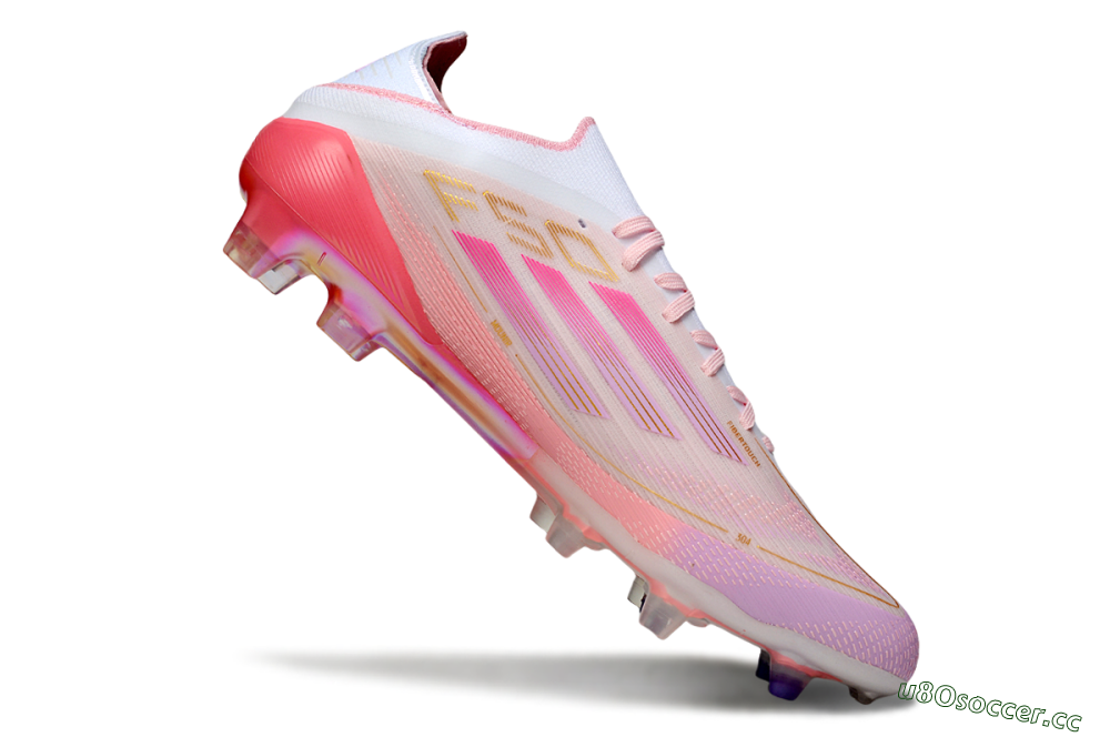 Men's Adidas F50 Elite 304 FG Firm Ground Low-Tops Football Boots - Pink/White/Gold 4
