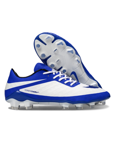 Men's Nike Hypervenom Phantom FG Firm Ground Low-Tops Football Boots - White/Blue