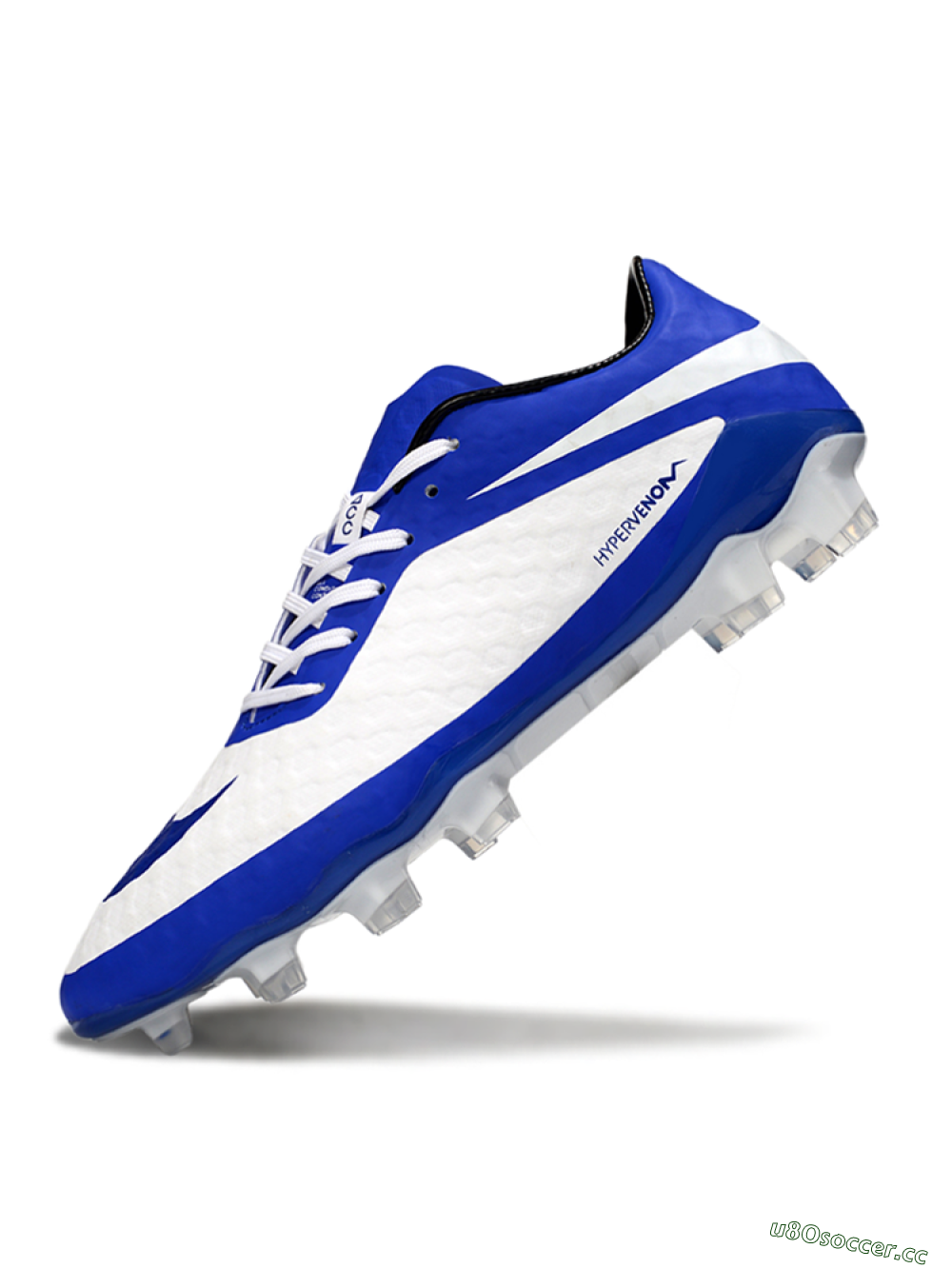 Men's Nike Hypervenom Phantom FG Firm Ground Low-Tops Football Boots - White/Blue 5