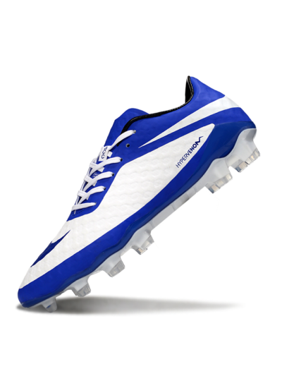 Men's Nike Hypervenom Phantom FG Firm Ground Low-Tops Football Boots - White/Blue