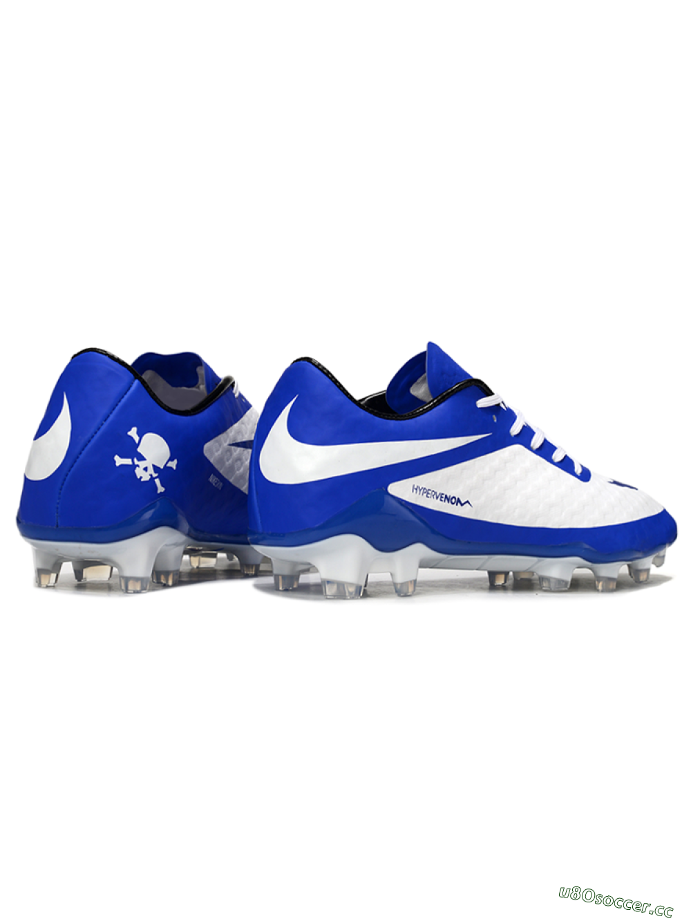 Men's Nike Hypervenom Phantom FG Firm Ground Low-Tops Football Boots - White/Blue 6
