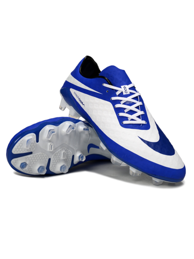 Men's Nike Hypervenom Phantom FG Firm Ground Low-Tops Football Boots - White/Blue