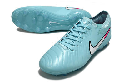 Unisex Nike Tiempo Legend 10 Elite FG Firm Ground Low-Tops Football Boots - Jade/White/Pink