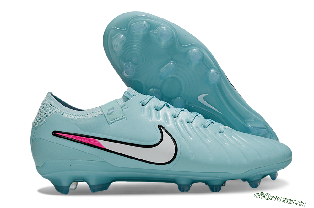 Unisex Nike Tiempo Legend 10 Elite FG Firm Ground Low-Tops Football Boots - Jade/White/Pink 2
