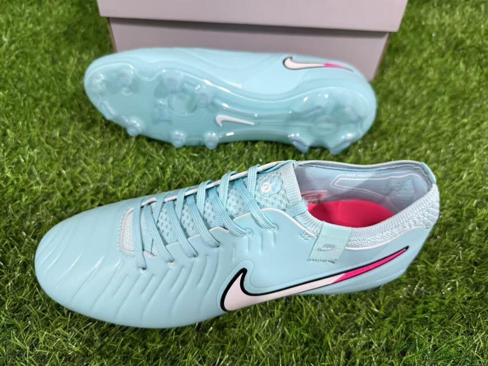 Unisex Nike Tiempo Legend 10 Elite FG Firm Ground Low-Tops Football Boots - Jade/White/Pink