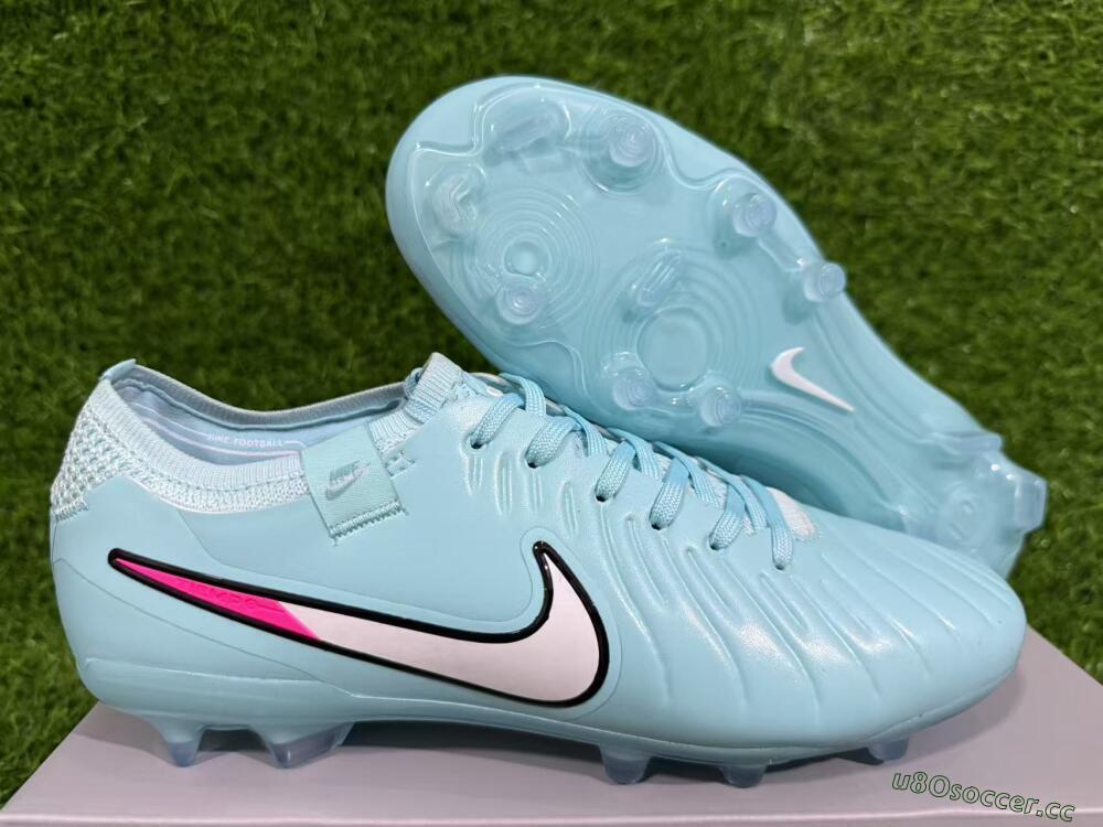 Unisex Nike Tiempo Legend 10 Elite FG Firm Ground Low-Tops Football Boots - Jade/White/Pink