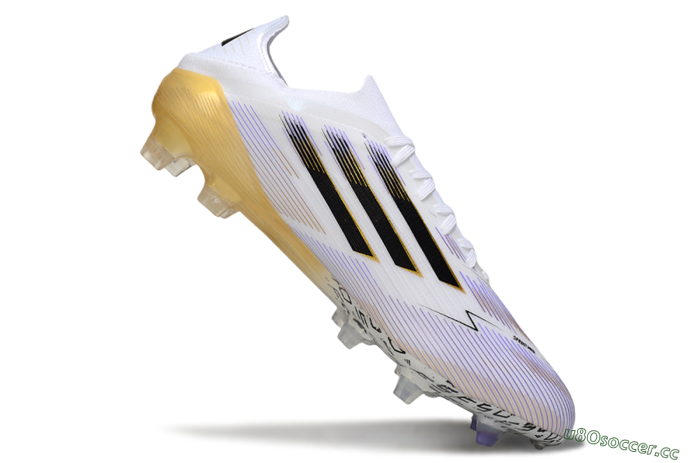 Men's Adidas F50 Elite FG Firm Ground Low-Tops Football Boots - White/Purple/Gold 4