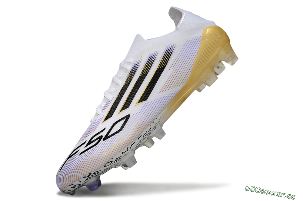 Men's Adidas F50 Elite FG Firm Ground Low-Tops Football Boots - White/Purple/Gold 5