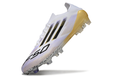 Men's Adidas F50 Elite FG Firm Ground Low-Tops Football Boots - White/Purple/Gold