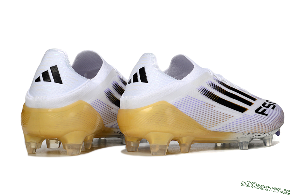 Men's Adidas F50 Elite FG Firm Ground Low-Tops Football Boots - White/Purple/Gold 6