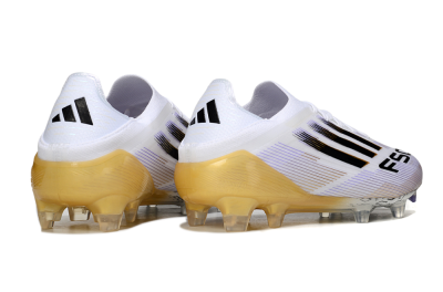 Men's Adidas F50 Elite FG Firm Ground Low-Tops Football Boots - White/Purple/Gold