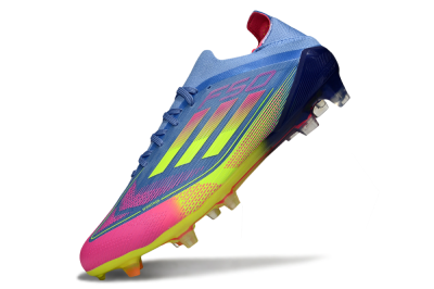 Men's Adidas F50 Elite FG Firm Ground Low-Tops Football Boots - Blue/Yellow/Pink