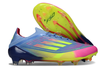 Men's Adidas F50 Elite FG Firm Ground Low-Tops Football Boots - Blue/Yellow/Pink