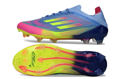 Men's Adidas F50 Elite FG Firm Ground Low-Tops Football Boots - Blue/Yellow/Pink