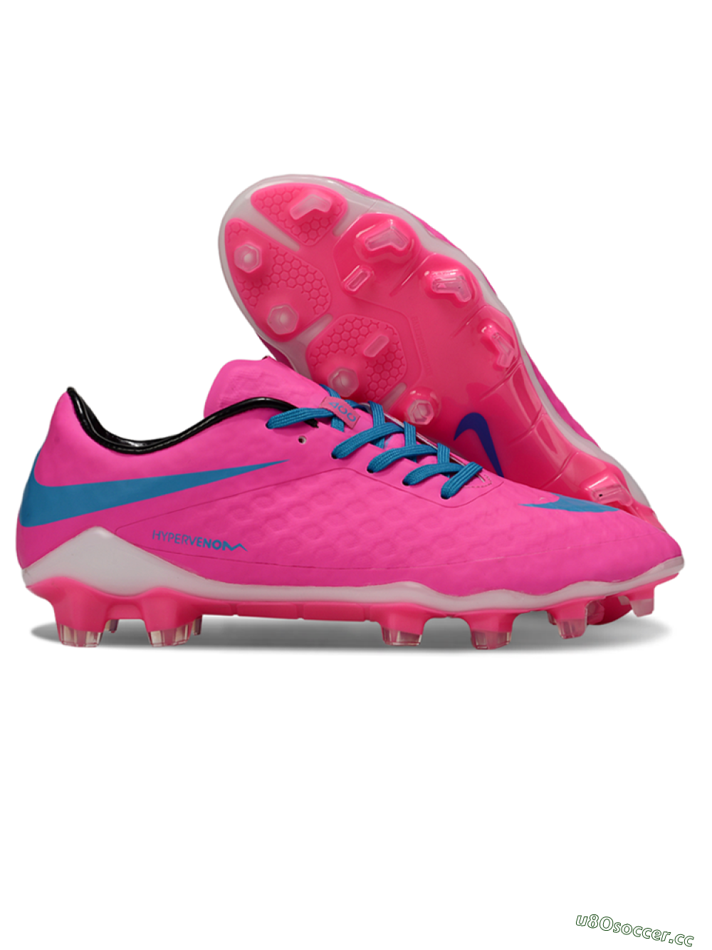 Men's Nike Hypervenom Phantom FG Firm Ground Low-Tops Football Boots - Pink/Blue/White 2