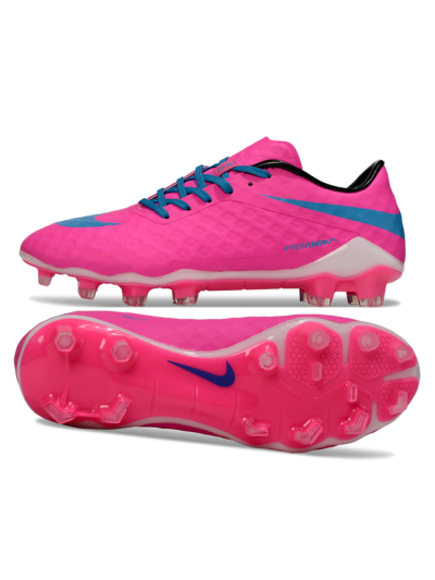 Men's Nike Hypervenom Phantom FG Firm Ground Low-Tops Football Boots - Pink/Blue/White