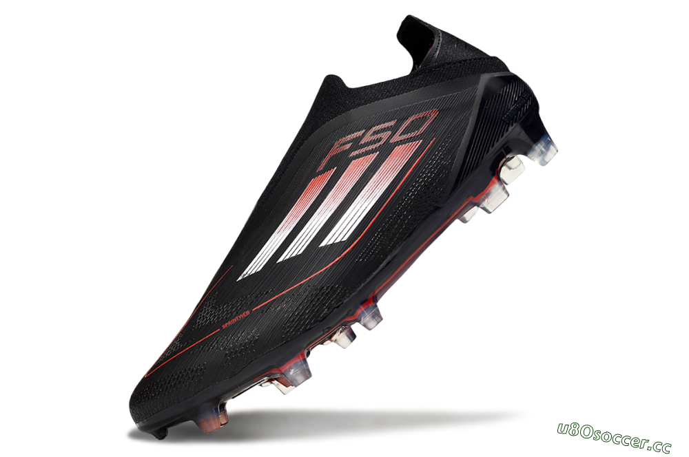 Men's Adidas F50 Elite Laceless FG Firm Ground Low-Tops Football Boots - Black/Silver/Red 5