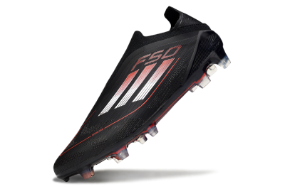 Men's Adidas F50 Elite Laceless FG Firm Ground Low-Tops Football Boots - Black/Silver/Red