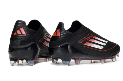 Men's Adidas F50 Elite Laceless FG Firm Ground Low-Tops Football Boots - Black/Silver/Red