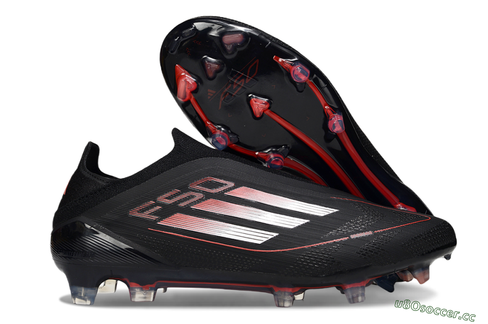 Men's Adidas F50 Elite Laceless FG Firm Ground Low-Tops Football Boots - Black/Silver/Red 2