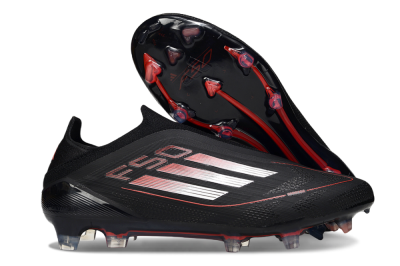 Men's Adidas F50 Elite Laceless FG Firm Ground Low-Tops Football Boots - Black/Silver/Red