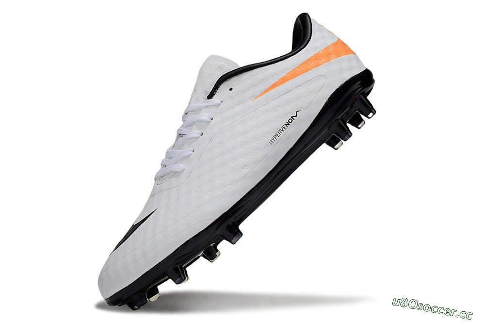 Men's Nike Hypervenom Phantom FG Firm Ground Low-Tops Football Boots - White/Black/Orange 5