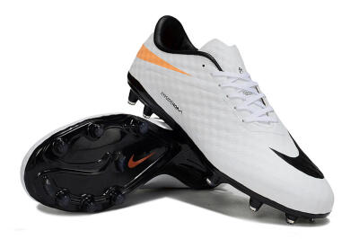 Men's Nike Hypervenom Phantom FG Firm Ground Low-Tops Football Boots - White/Black/Orange