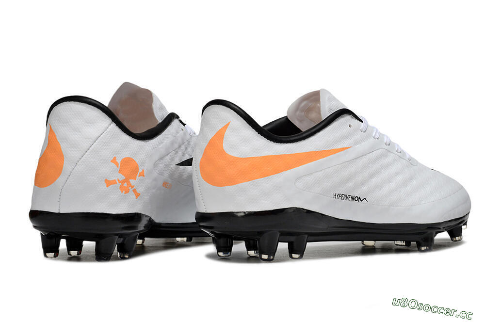 Men's Nike Hypervenom Phantom FG Firm Ground Low-Tops Football Boots - White/Black/Orange 6