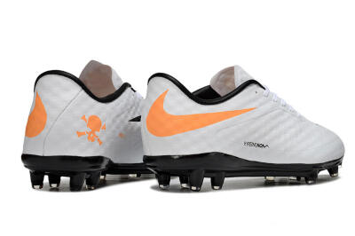 Men's Nike Hypervenom Phantom FG Firm Ground Low-Tops Football Boots - White/Black/Orange