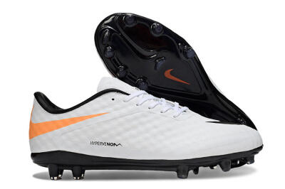 Men's Nike Hypervenom Phantom FG Firm Ground Low-Tops Football Boots - White/Black/Orange