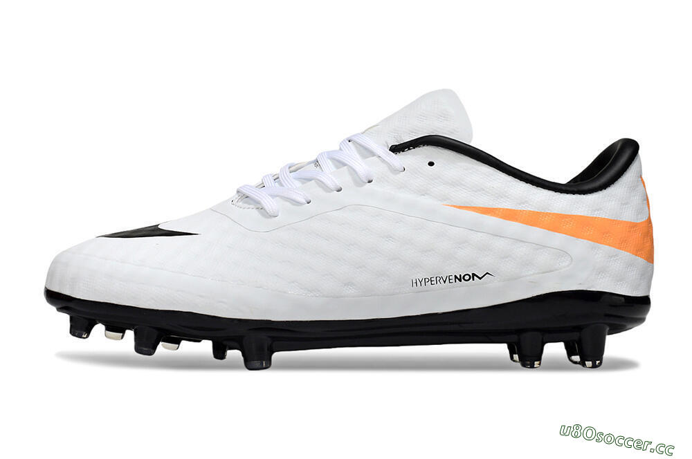 Men's Nike Hypervenom Phantom FG Firm Ground Low-Tops Football Boots - White/Black/Orange 0