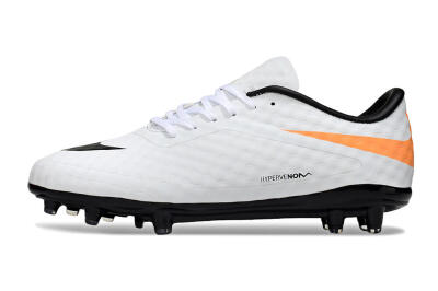 Men's Nike Hypervenom Phantom FG Firm Ground Low-Tops Football Boots - White/Black/Orange