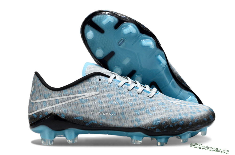 Unisex Nike Hypervenom Phantom FG Firm Ground Low-Tops Football Boots - Grey/White/Blue 2