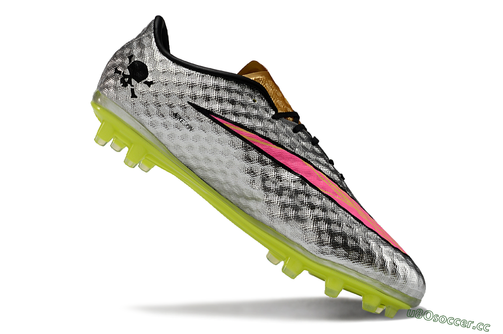 Men's Nike Hypervenom Phantom FG Firm Ground Low-Tops Football Boots - Silver/Pink/Yellow 4