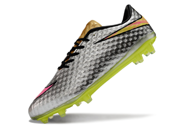 Men's Nike Hypervenom Phantom FG Firm Ground Low-Tops Football Boots - Silver/Pink/Yellow