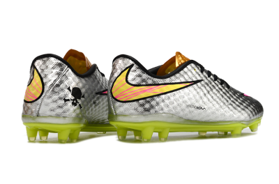Men's Nike Hypervenom Phantom FG Firm Ground Low-Tops Football Boots - Silver/Pink/Yellow