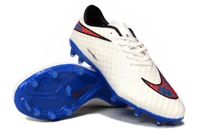 Men's Nike Hypervenom Phantom FG Firm Ground Low-Tops Football Boots - White/Red/Blue