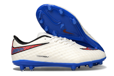 Men's Nike Hypervenom Phantom FG Firm Ground Low-Tops Football Boots - White/Red/Blue