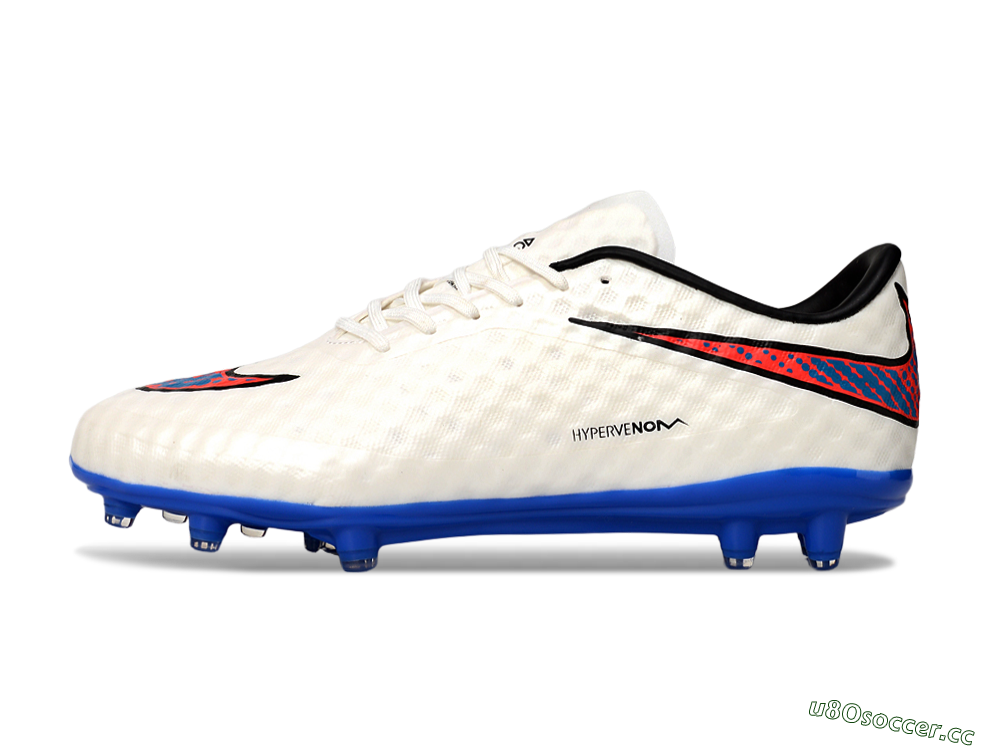 Men's Nike Hypervenom Phantom FG Firm Ground Low-Tops Football Boots - White/Red/Blue 0