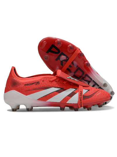 Unisex Adidas Predator 25 Elite Foldover Tongue AG Artificial Grass Low-Tops Football Boots - Red/White/Black