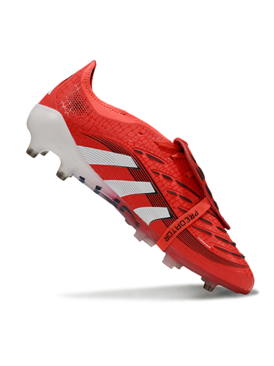 Unisex Adidas Predator 25 Elite Foldover Tongue AG Artificial Grass Low-Tops Football Boots - Red/White/Black