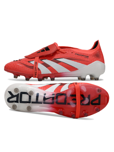 Unisex Adidas Predator 25 Elite Foldover Tongue AG Artificial Grass Low-Tops Football Boots - Red/White/Black