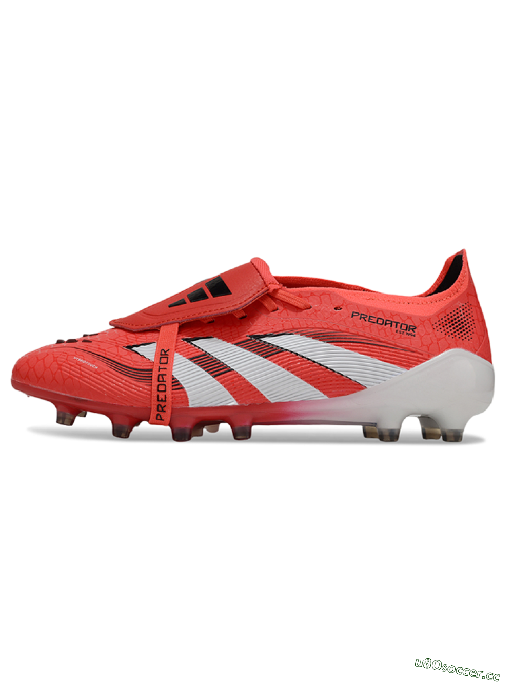 Unisex Adidas Predator 25 Elite Foldover Tongue AG Artificial Grass Low-Tops Football Boots - Red/White/Black 0