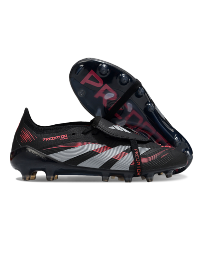 Unisex Adidas Predator 25 Elite Foldover Tongue AG Artificial Grass Low-Tops Football Boots - Black/Red/Silver