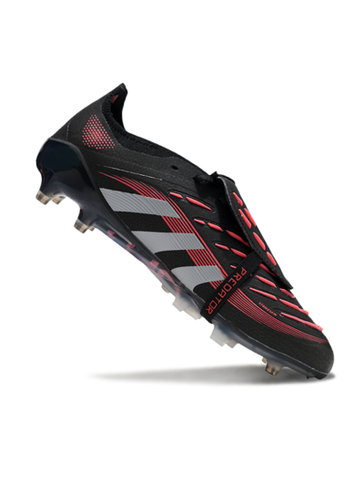 Unisex Adidas Predator 25 Elite Foldover Tongue AG Artificial Grass Low-Tops Football Boots - Black/Red/Silver