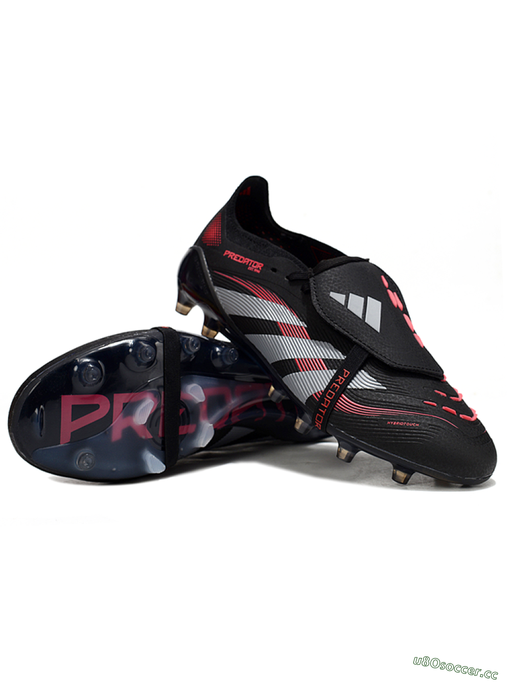 Unisex Adidas Predator 25 Elite Foldover Tongue AG Artificial Grass Low-Tops Football Boots - Black/Red/Silver 3