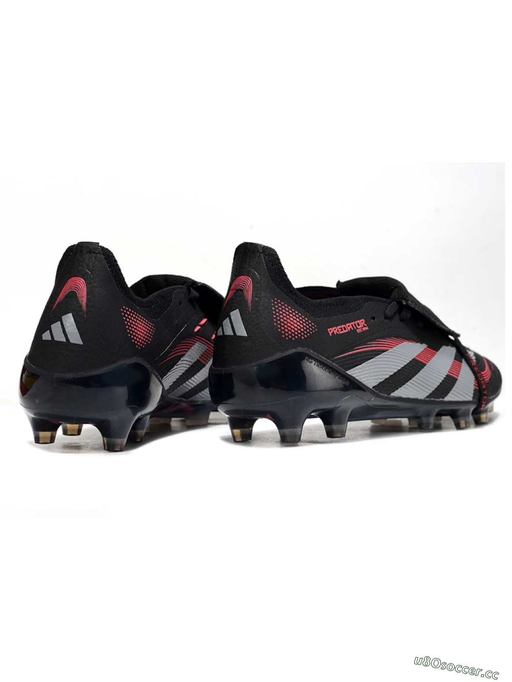Unisex Adidas Predator 25 Elite Foldover Tongue AG Artificial Grass Low-Tops Football Boots - Black/Red/Silver 6