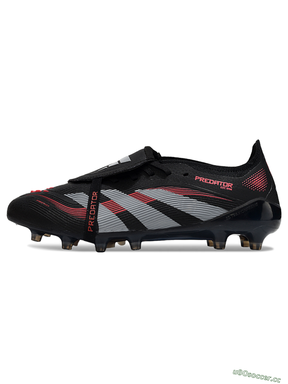 Unisex Adidas Predator 25 Elite Foldover Tongue AG Artificial Grass Low-Tops Football Boots - Black/Red/Silver 0