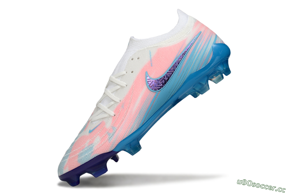 Men's Nike Phantom GX 2 Elite FG Firm Ground Low-Tops Football Boots - White/Pink/Blue 5